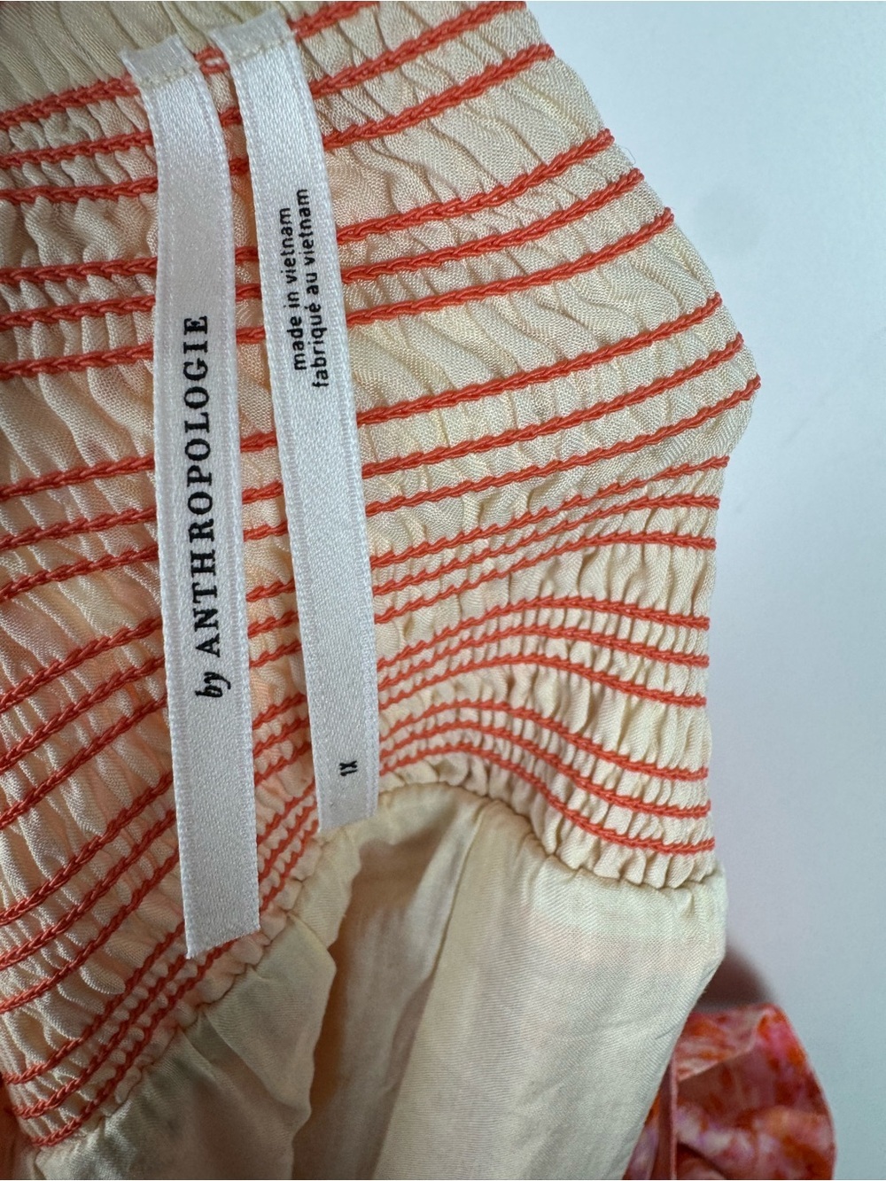 Anthropologie Women Sz XL Smocked Babydoll Printed Midi Dress Orange Cottagecore - Picture 9 of 11